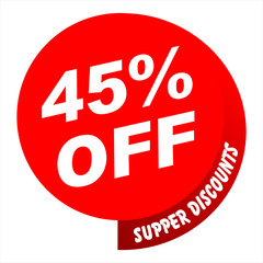 Super Sale poster, banner. Big sale, clearance. 45% off. Vector