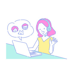 オンラインで家族と話す女性
