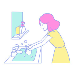 手を洗う女性