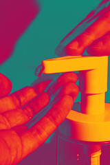 clicks on alcohol solution. virus protection. epidemic. coronovirus. hand washing