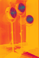 orange lanterns are standing. metal lanterns. gradient