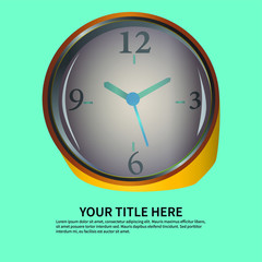 time management concept, clock and title template on bottom with description