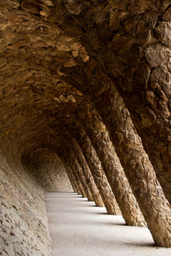 Pathway At Antonio Gaudi At Park Guell
