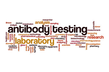 Antibody testing word cloud concept