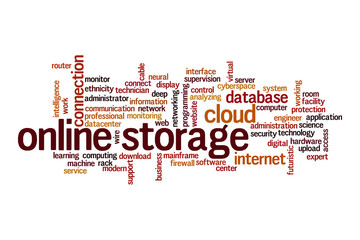 Online storage word cloud concept