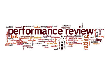 Performance review word cloud concept