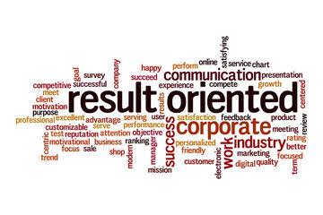 Result oriented word cloud concept