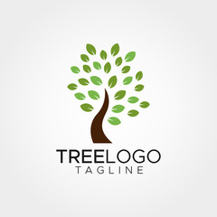 Obraz premium Simple minimalist tree logo design vector template