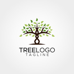 Obraz premium Simple minimalist tree logo design vector template