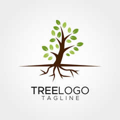 Obraz premium Simple minimalist tree logo design vector template