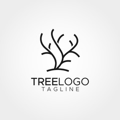 Simple minimalist tree logo design vector template