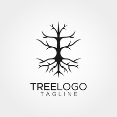 Obraz premium Simple minimalist tree logo design vector template