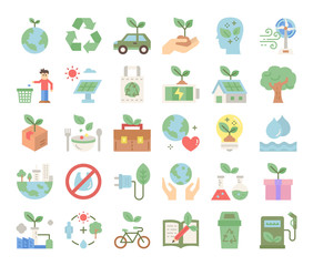 ecology flat vector icons