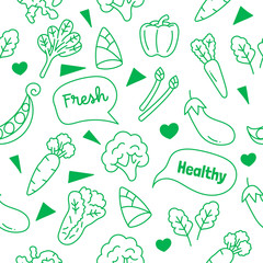 vegetables doodle seamless pattern