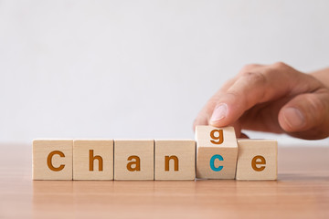 Business concept, Flip the word change to chance. Change yourself concept for personal development and career growth.