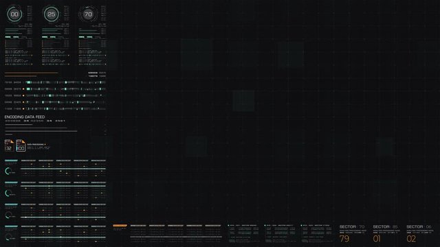 Futuristic motion graphic user interface head up display blank screen template with digital data telemetry information display for graphic overlay