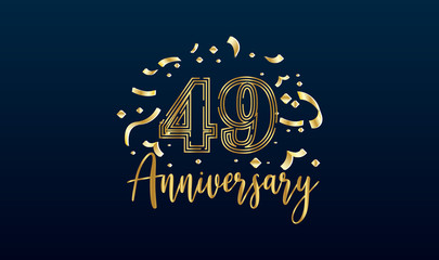 Anniversary celebration background. with the 49th number in gold and with the words golden anniversary celebration.