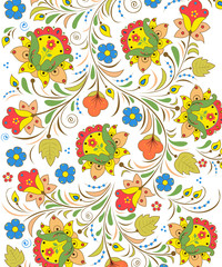 Russian pattern, flowers, bouquets, Russian style.