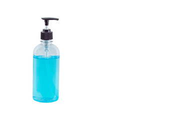 Isolated Alcohol gel bottles on a white background with clipping path.