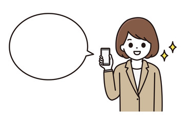 女性 スマホ スーツ 吹き出し イラスト
