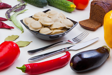 Russian cuisine dumplings on a plate