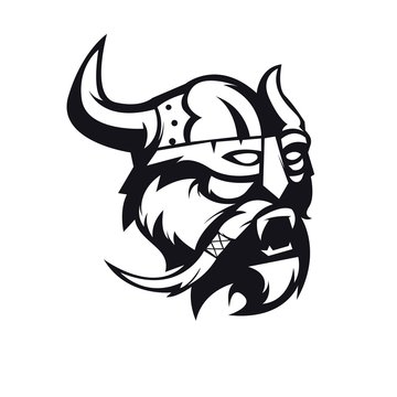 Viking mascot logo silhouette version. viking logo in sport style, mascot logo illustration design vector