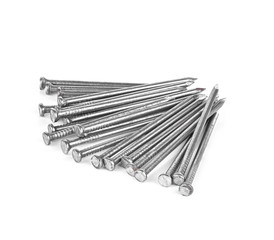 Steel nails on white background