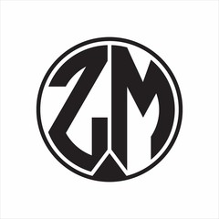 ZM Logo monogram circle with piece ribbon style on white background