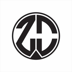 ZO Logo monogram circle with piece ribbon style on white background