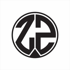 ZZ Logo monogram circle with piece ribbon style on white background