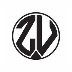 ZV Logo monogram circle with piece ribbon style on white background