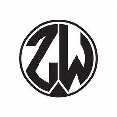 ZW Logo monogram circle with piece ribbon style on white background