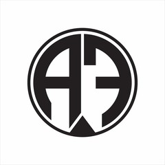 AF Logo monogram circle with piece ribbon style on white background