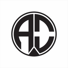 AO Logo monogram circle with piece ribbon style on white background