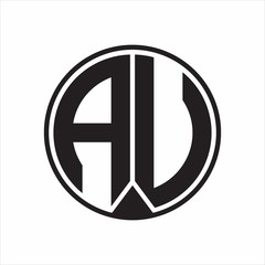 AU Logo monogram circle with piece ribbon style on white background