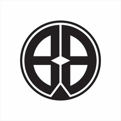 BB Logo monogram circle with piece ribbon style on white background