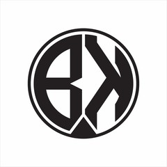 BK Logo monogram circle with piece ribbon style on white background