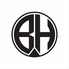 BH Logo monogram circle with piece ribbon style on white background
