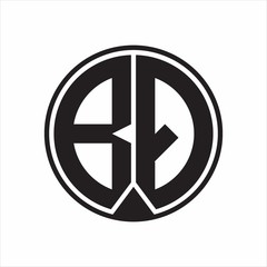 BQ Logo monogram circle with piece ribbon style on white background