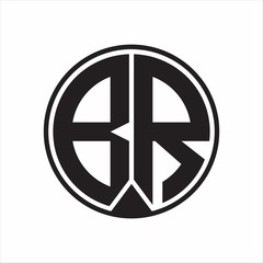 BR Logo monogram circle with piece ribbon style on white background