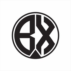 BX Logo monogram circle with piece ribbon style on white background