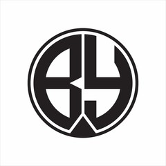 BY Logo monogram circle with piece ribbon style on white background