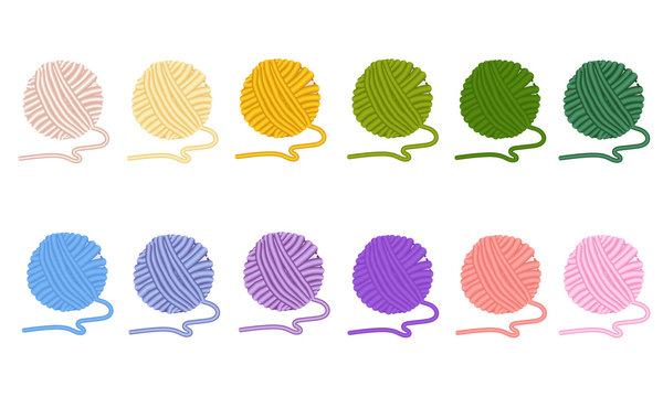 Colorful yarn ball. Vector of ball yarn for knitting.