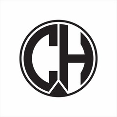 CH Logo monogram circle with piece ribbon style on white background