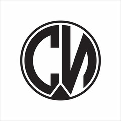 CN Logo monogram circle with piece ribbon style on white background