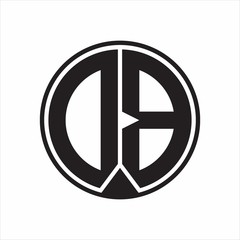 DB Logo monogram circle with piece ribbon style on white background