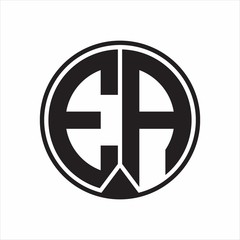 EA Logo monogram circle with piece ribbon style on white background