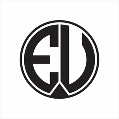 EU Logo monogram circle with piece ribbon style on white background