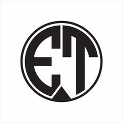 ET Logo monogram circle with piece ribbon style on white background