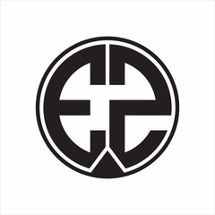 EZ Logo monogram circle with piece ribbon style on white background